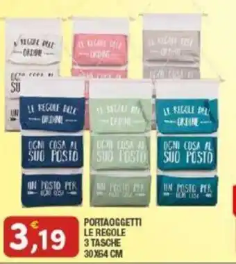 PORTAOGGETTI LE REGOLE 3 TASCHE 30X64 CM