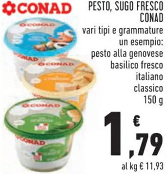 Conad CONAD PESTO, SUGO FRESCO 150 g offerta
