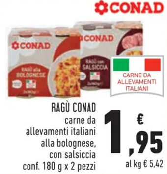 Conad RAGÙ CONAD conf. 180 g x 2 pezzi offerta