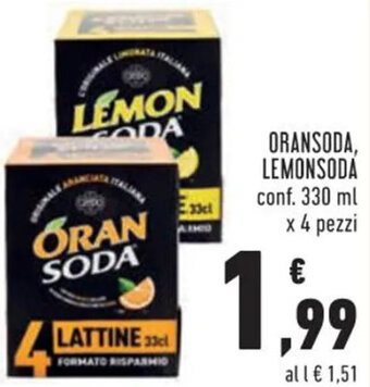 ORANSODA, LEMONSODA conf. 330 ml x 4 pezzi