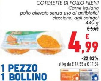Conad COTOLETTE DI POLLO FILENI 440 g offerta