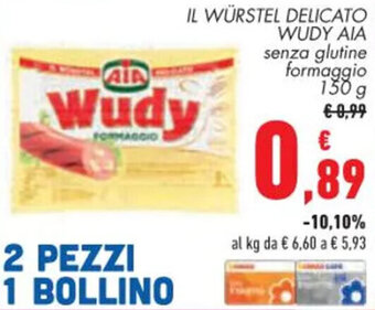 Conad IL WÜRSTEL DELICATO WUDY AIA 150 g offerta