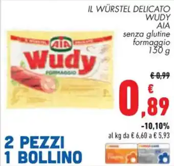 Conad Superstore IL WÜRSTEL DELICATO WUDY AIA 150 g offerta