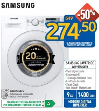 FreeShop SAMSUNG LAVATRICE WW90TA046TH offerta