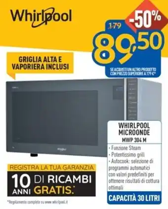 FreeShop WHIRLPOOL MICROONDE MWP 304 M offerta