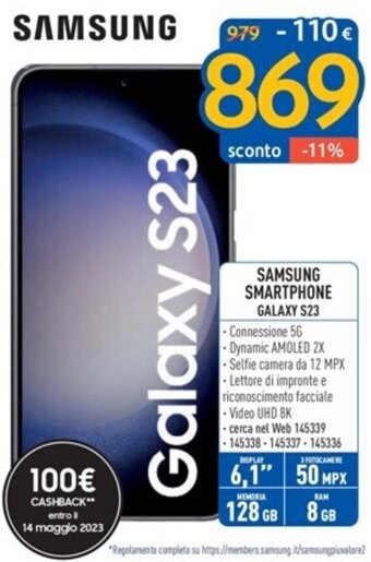 FreeShop SAMSUNG SMARTPHONE GALAXY S23 offerta