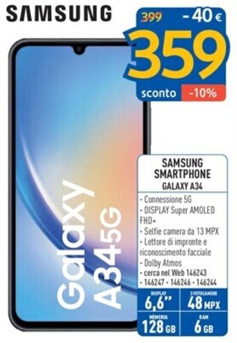 FreeShop SAMSUNG SMARTPHONE GALAXY A34 offerta