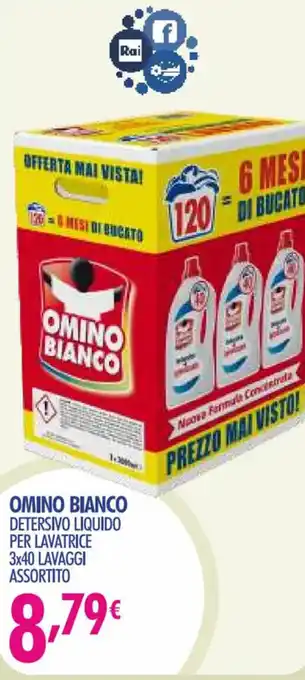 Acqua & Sapone OMINO BIANCO DETERSIVO LIQUIDO PER LAVATRICE 3x40 LAVAGGI ASSORTITO offerta