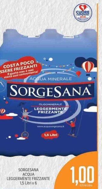 Supermercati Piccolo Sorgesana Acqua Leggermente Frizzante 1,5 Litri x 6 offerta