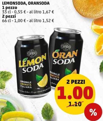 PENNY LEMONSODA, ORANSODA 1 pezzo 33 cl offerta
