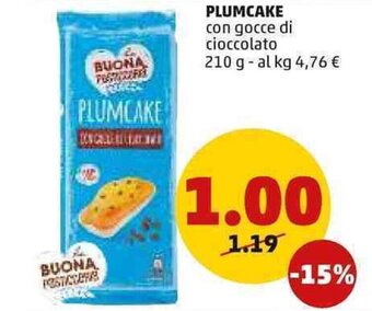 PENNY PLUMCAKE con gocce di cioccolato 210 g offerta