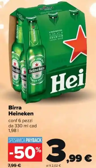 Carrefour Iper Birra Heineken conf 6 pezzi da 330 ml cad 1,981 offerta