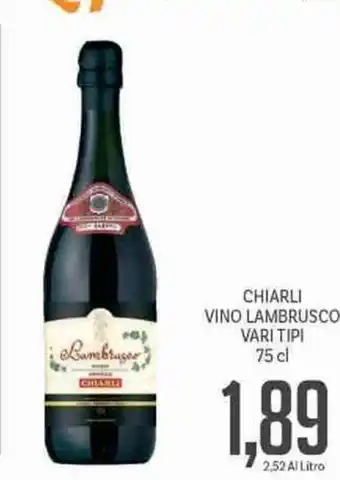Supermercati Piccolo Chiarli Vino Lambrusco Vari Tipi 75cl offerta