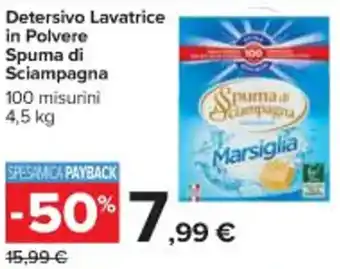 Carrefour Iper Detersivo Lavatrice in Polvere Spuma di Sciampagna 100 misurini 4,5 kg offerta