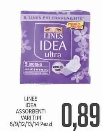 Supermercati Piccolo Lines Idea Ultra Assorbenti Vari Tipi 8/9/12/13/14 Pezzi offerta
