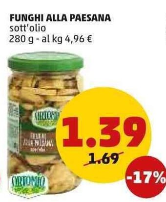 PENNY FUNGHI ALLA PAESANA sott'olio 280 g offerta