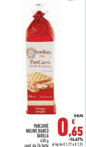 Conad Mulino Bianco Pan Carrè 430 G(ml) offerta