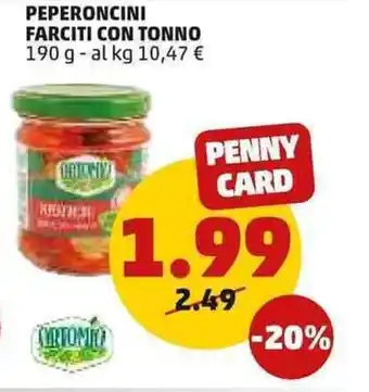 PENNY PEPERONCINI FARCITI CON TONNO 190 g offerta