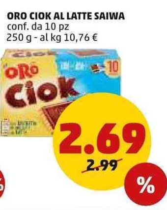 PENNY ORO CIOK AL LATTE SAIWA conf. da 10 pz 250 g offerta
