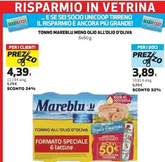 Coop Mareblu Tonno Meno Olio All'Olio D'Oliva offerta