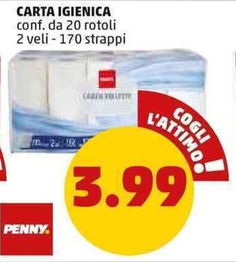 PENNY PENNY CARTA IGIENICA conf. da 20 rotoli 2 veli - 170 strappi offerta
