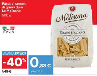 Carrefour Iper Pasta di semola di grano duro La Molisana 500 g offerta