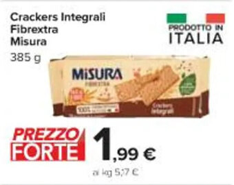Carrefour Iper Crackers Integrali Fibrextra Misura 385 g offerta