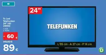 Carrefour Iper Tv Led Telefunken 24" HD 24550 offerta