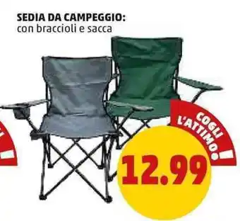 SEDIA DA CAMPEGGIO: con braccioli e sacca