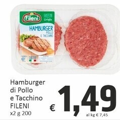 Paghi Poco Fileni hamburger di pollo e tacchino offerta