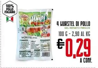 Todis Casa bonelli 4 wurstel di pollo offerta