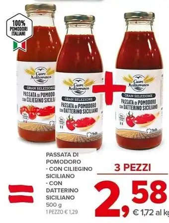 Todis Cuore mediterraneo passata di pomodoro con ciliegino siciliano offerta