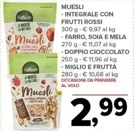 Todis Colfiorito muesli integrale con frutti rossi offerta