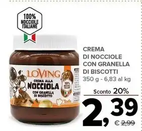 Todis Loving crema di nocciole con granella di biscotti offerta
