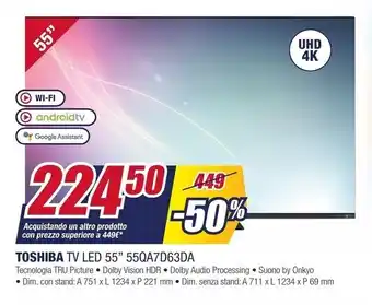 Trony Toshiba tv led 55qa7d63da offerta
