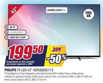 Trony Philips tv led 43pus8007/12 offerta