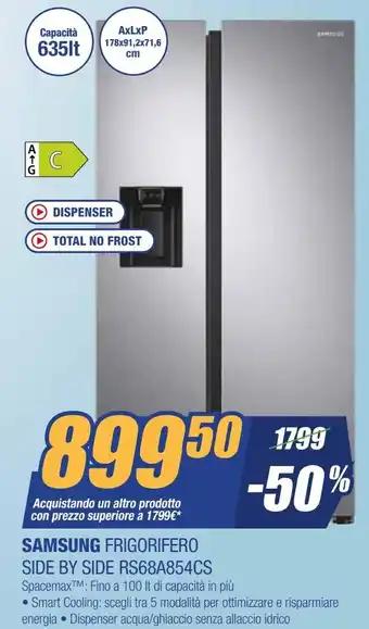Leonardelli Samsung frigorifero side by side rs68a854cs offerta