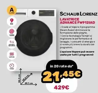 Fiducia & Convenienza Schaub lorenz lavatrice advance fw912iad offerta
