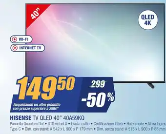 Hisense tv qled 40'' 40a59kq