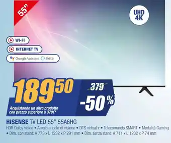 Hisense tv led 55'' 55a6hg
