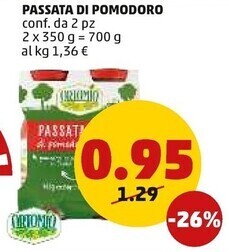PENNY Ortomio passata di pomodoro offerta