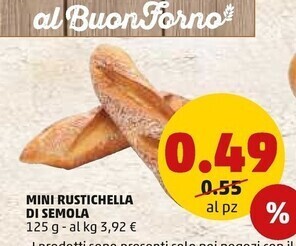 PENNY Mini rustichella di semola offerta