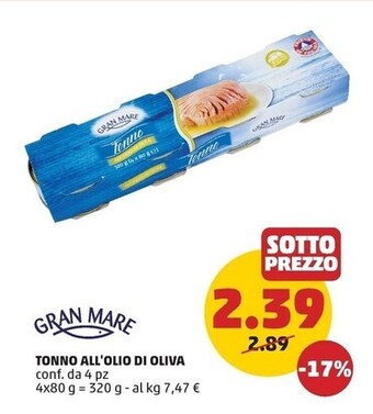 PENNY Gran mare tonno all'olio di oliva offerta