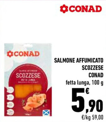 Conad City SALMONE AFFUMICATO SCOZZESE CONAD fetta lunga, 100 g offerta