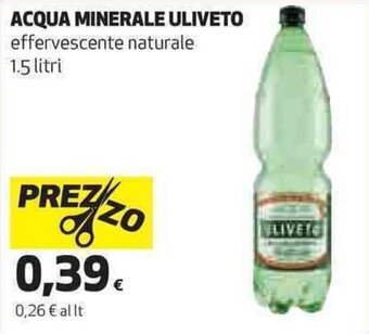Coop ACQUA MINERALE ULIVETO effervescente naturale 1.5 litri offerta