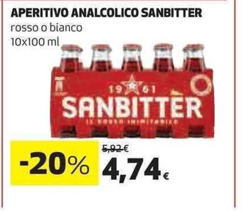 Coop APERITIVO ANALCOLICO SANBITTER rosso o bianco 10x100 ml offerta