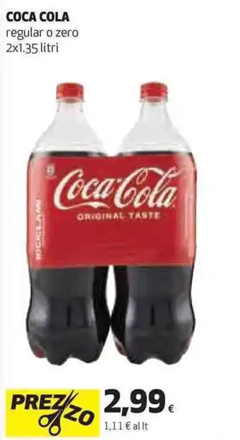 Coop COCA COLA regular o zero 2x1.35 litri offerta