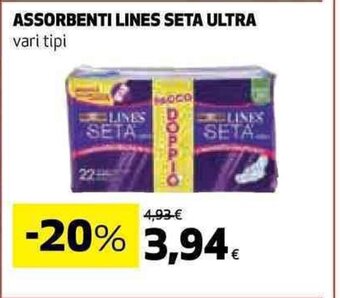Coop ASSORBENTI LINES SETA ULTRA vari tipi offerta