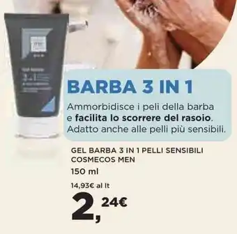 Coop GEL BARBA 3 IN 1 PELLI SENSIBILI COSMECOS MEN 150 ml offerta