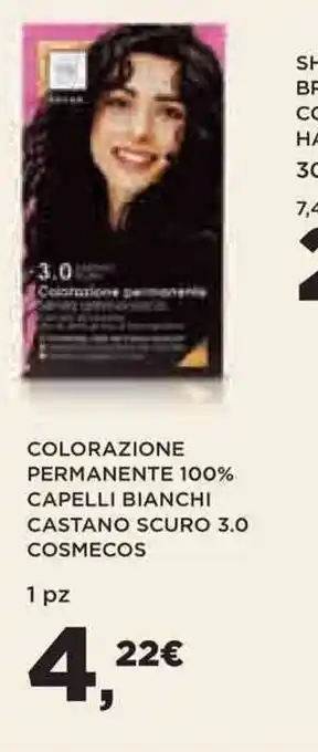 Coop COLORAZIONE PERMANENTE 100% CAPELLI BIANCHI CASTANO SCURO 3.0 COSMECOS 1 pz offerta